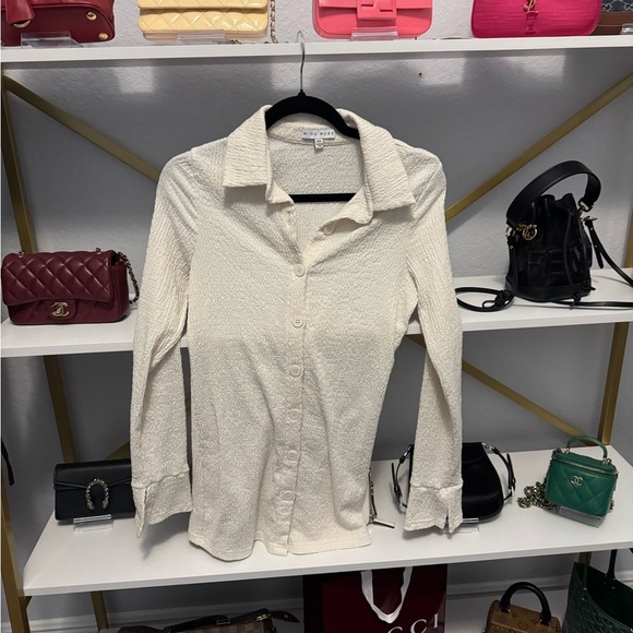 Vici Bay Shore Textured Button Down Top size xs - Picture 3 of 4